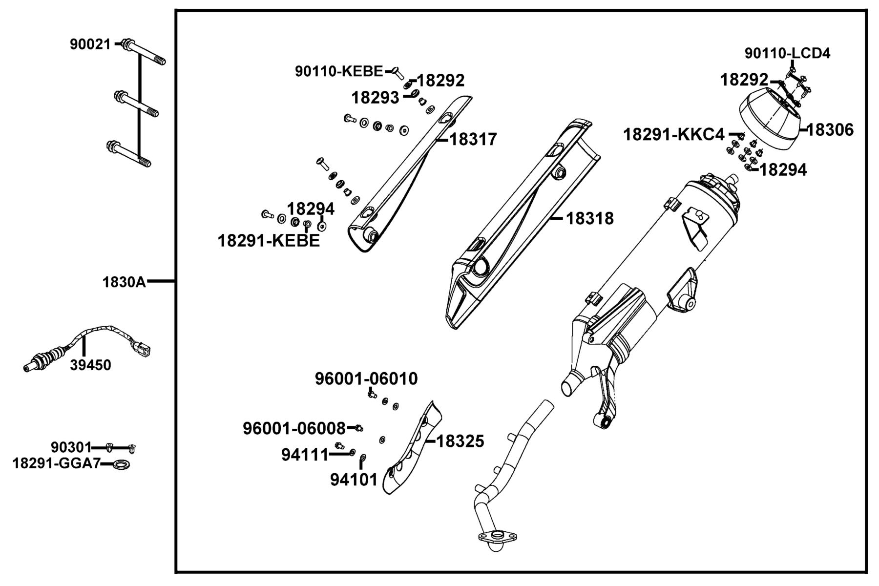 LIKE 200(2010~) Exhaust Muffler parts diagram