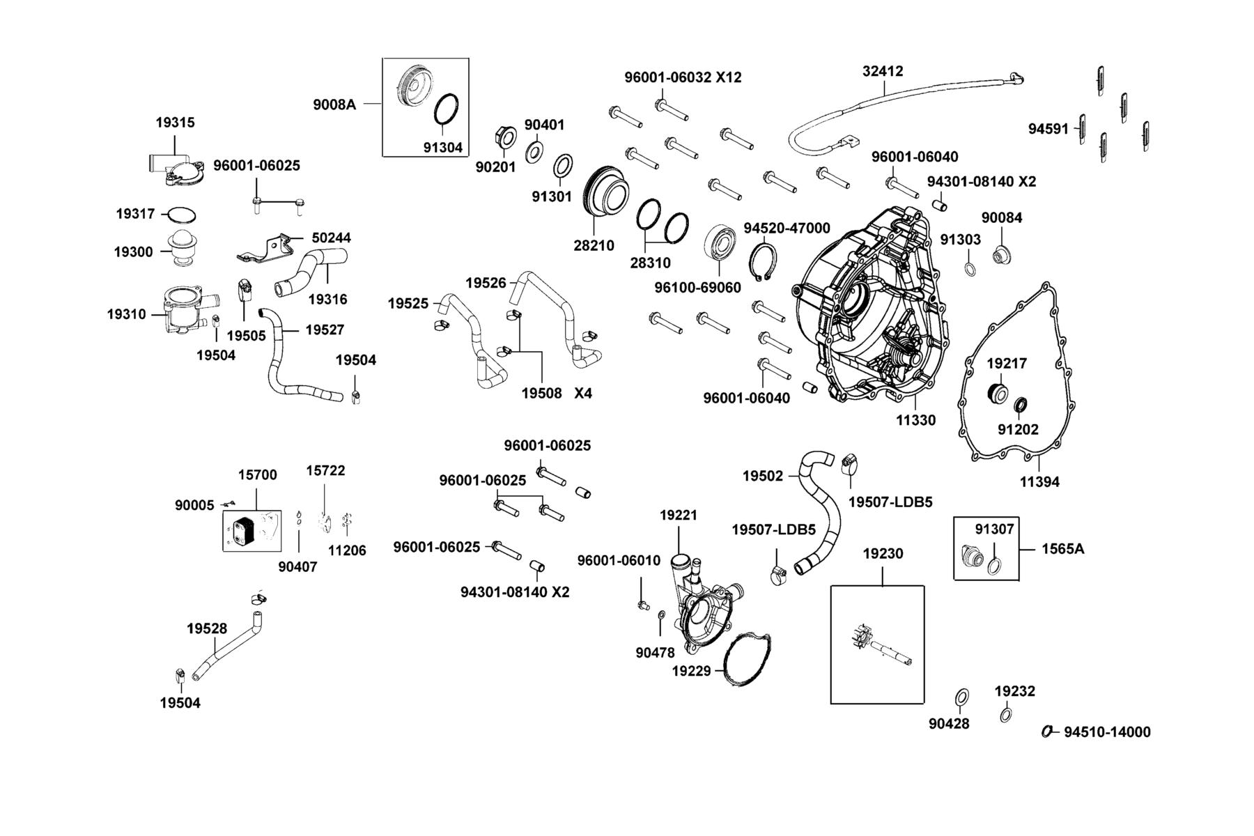 UXV 700i LE PRIME(2018) Right Crankcase Cover ● Water Pump parts diagram