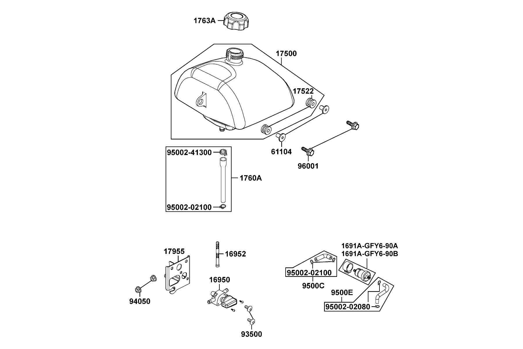 KYMCO Mongoose 50 (2004-2006) Fuel Tank parts diagram