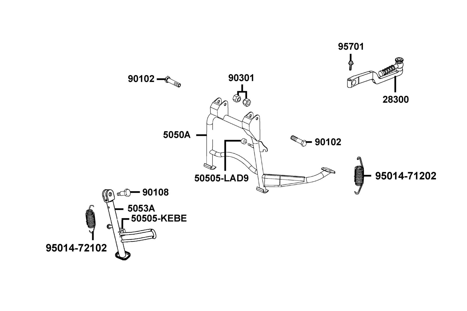 Agility 50 MY2023 Stand ● Kick Starter Arm parts diagram