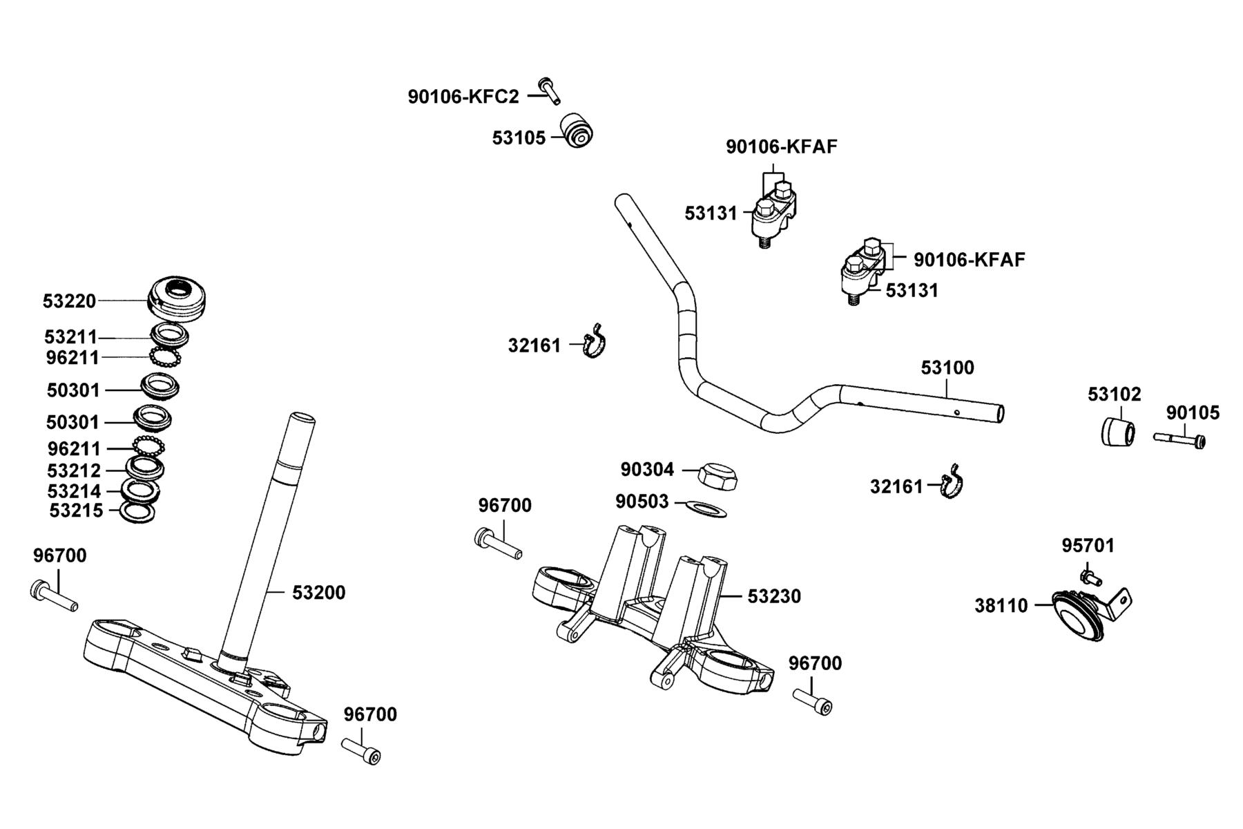 SPADE 150 FI(2020) Steering Handle●Stem parts diagram