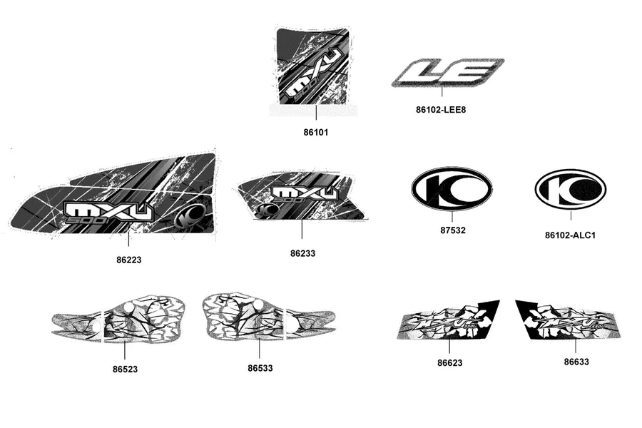 F25 Emblem and Stripe parts diagram