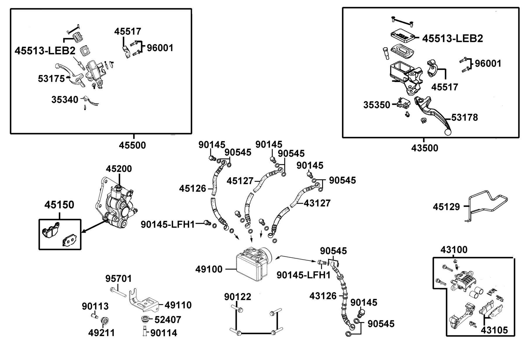 Like 150i ABS (2023) Brake Master Cylinder parts diagram