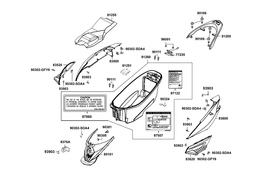 F12 Body Cover and Luggage Box parts diagram