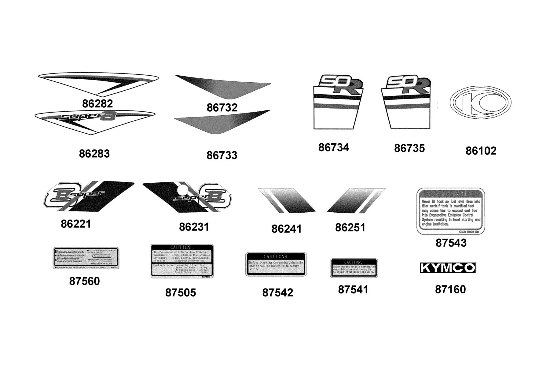 SUPER8 50R ON-ROAD(2017) Emblem ● Stripe parts diagram