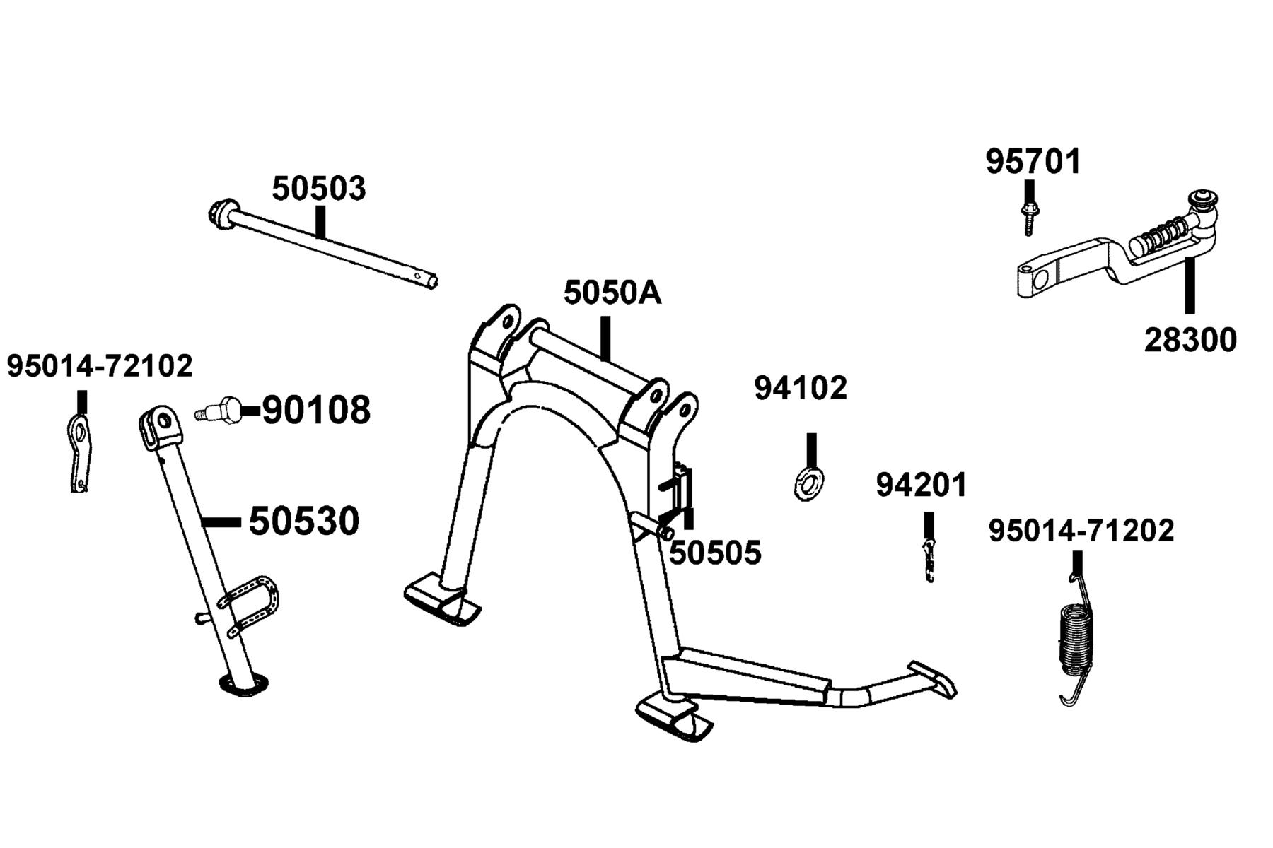 LIKE 50(2013~) Stand ● Kick Starter Arm parts diagram
