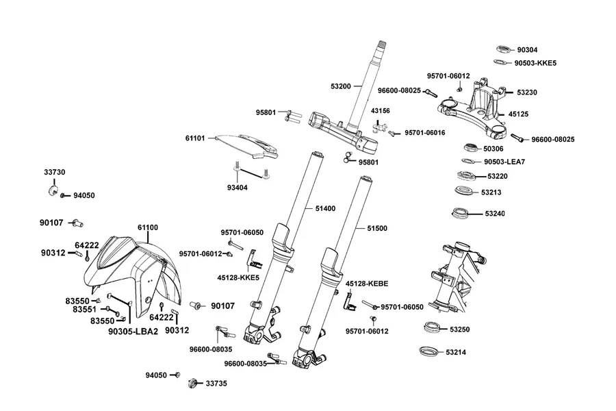 F06 Stem Steering parts diagram