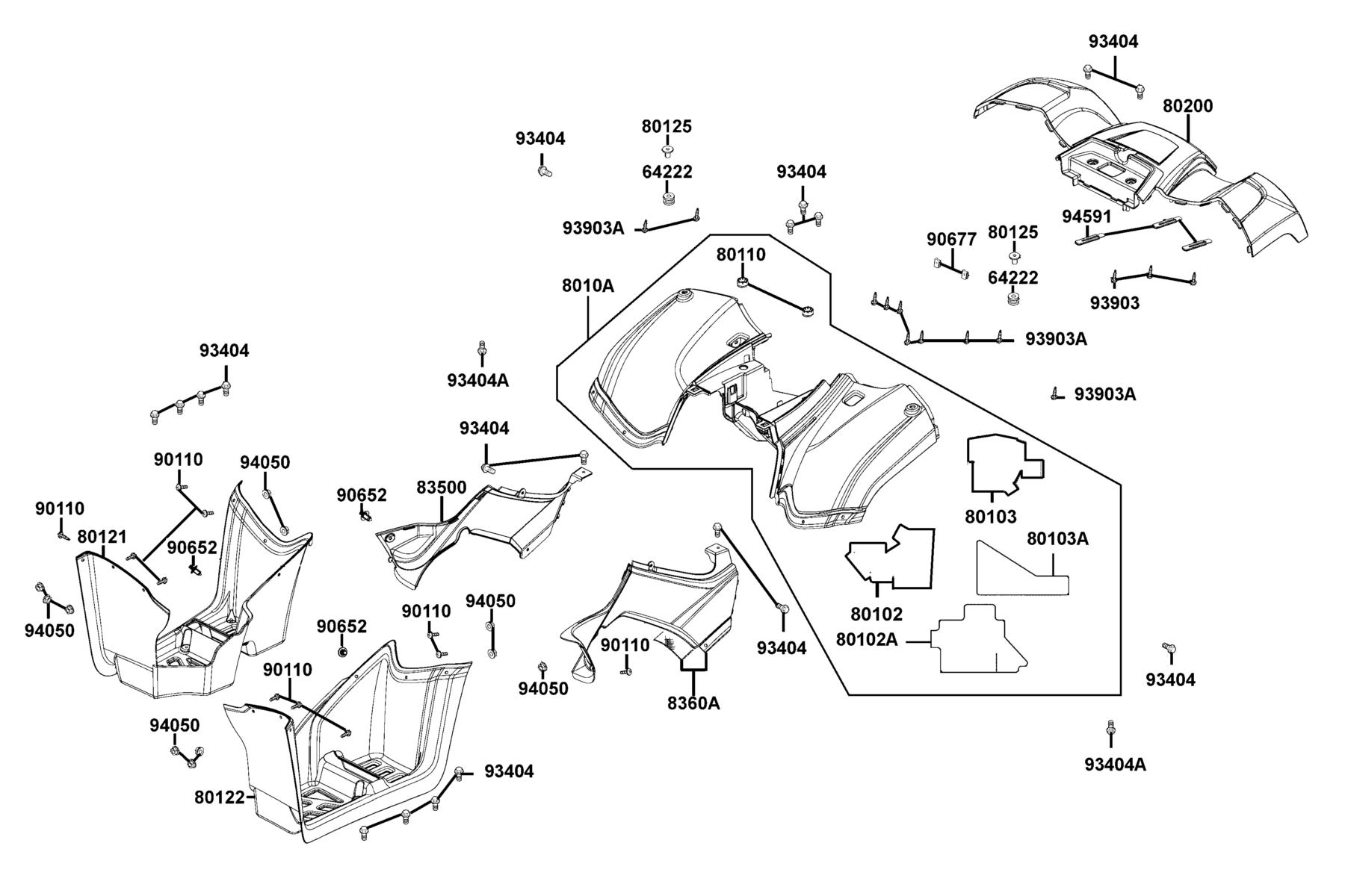 MXU 270 Fender Rear parts diagram