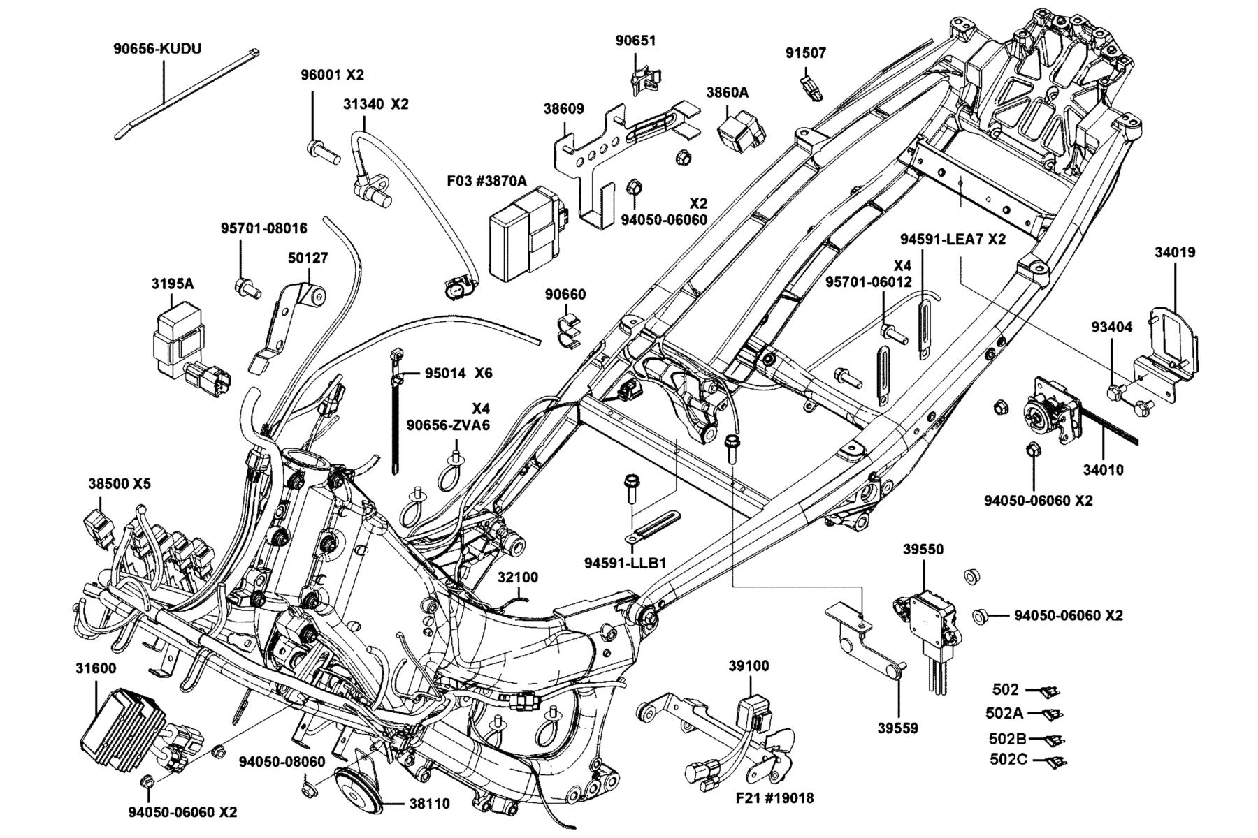 AK550 ST Wire Harness parts diagram