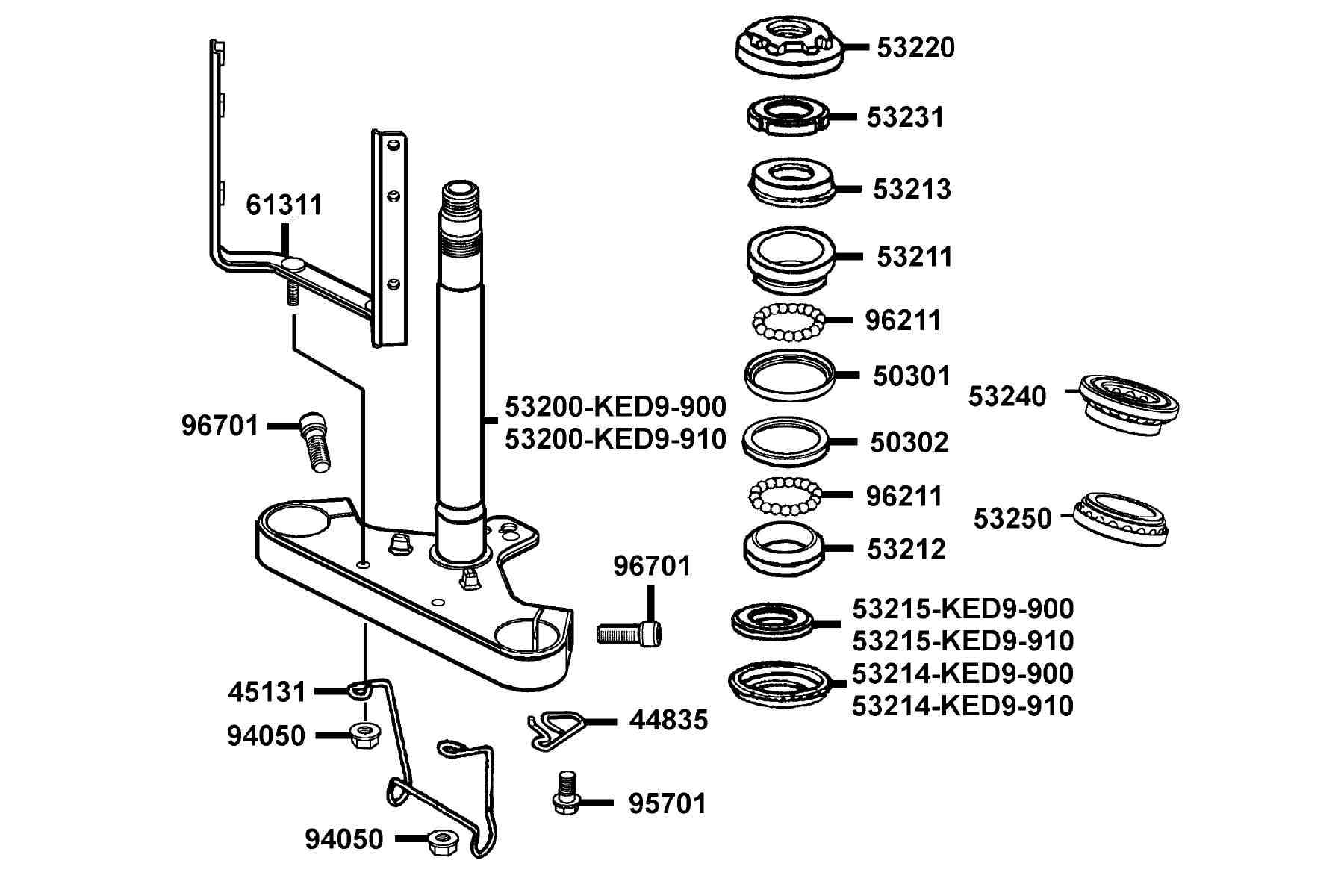 KYMCO VENOX 250 (2003-2007) Steering Stem parts diagram