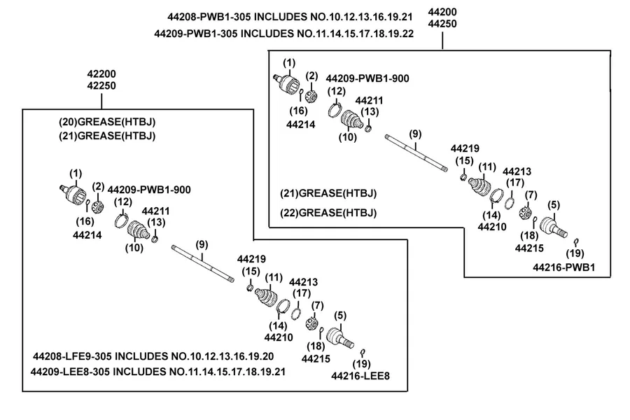 F28 Separated Parts Of Cvj parts diagram