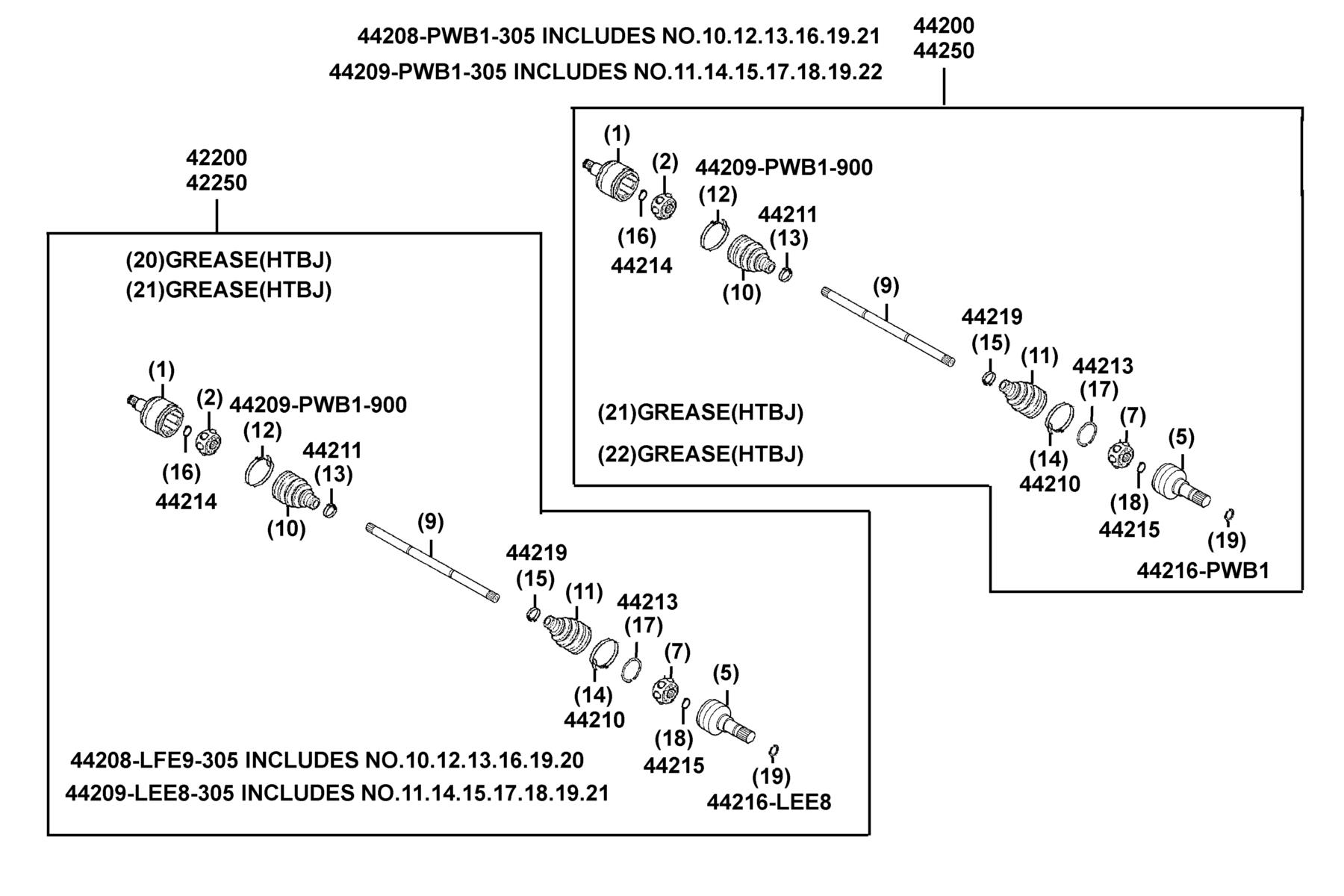 KYMCO MXU 500 (4*4 / IRS) (2009) Separated Parts Of Cvj parts diagram