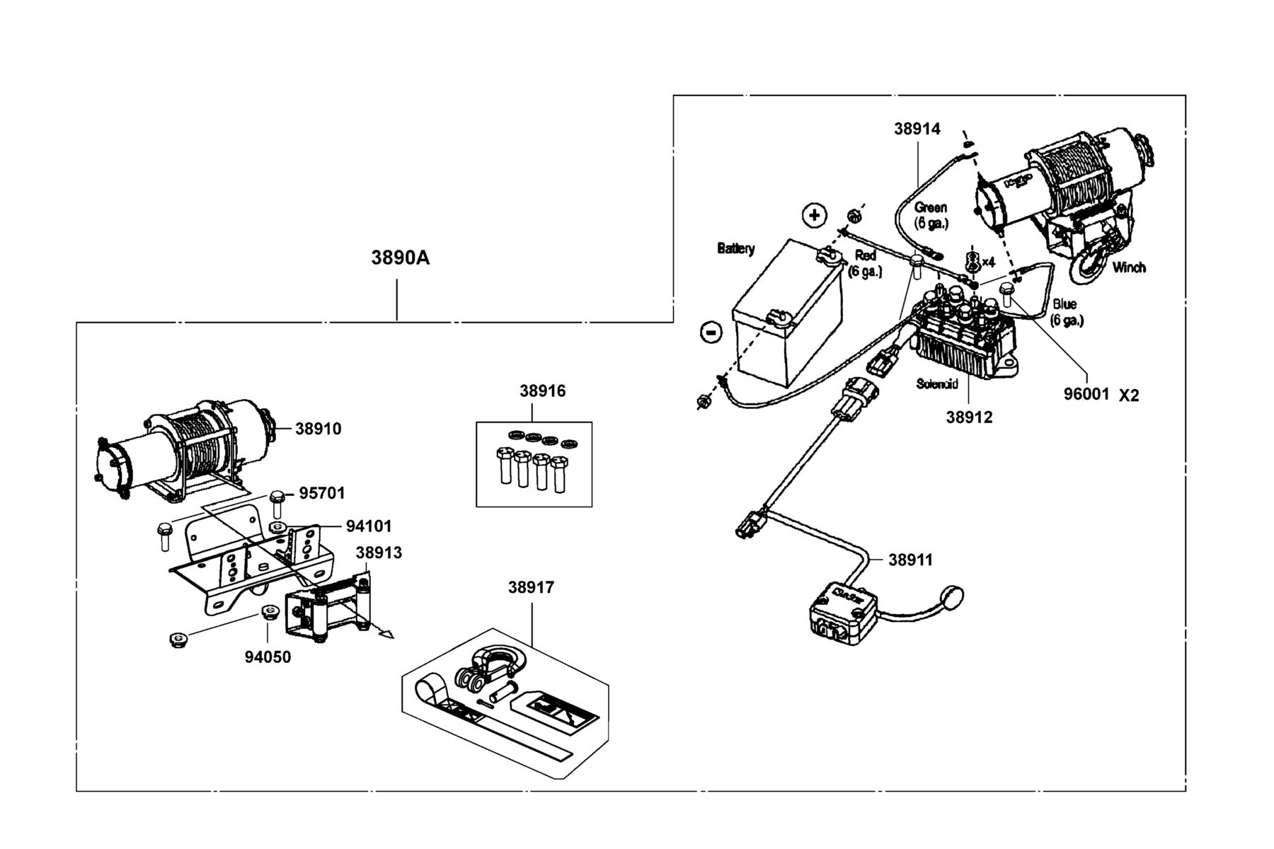 KYMCO MXU 500I (2011-2012) Ass'Y Winch parts diagram