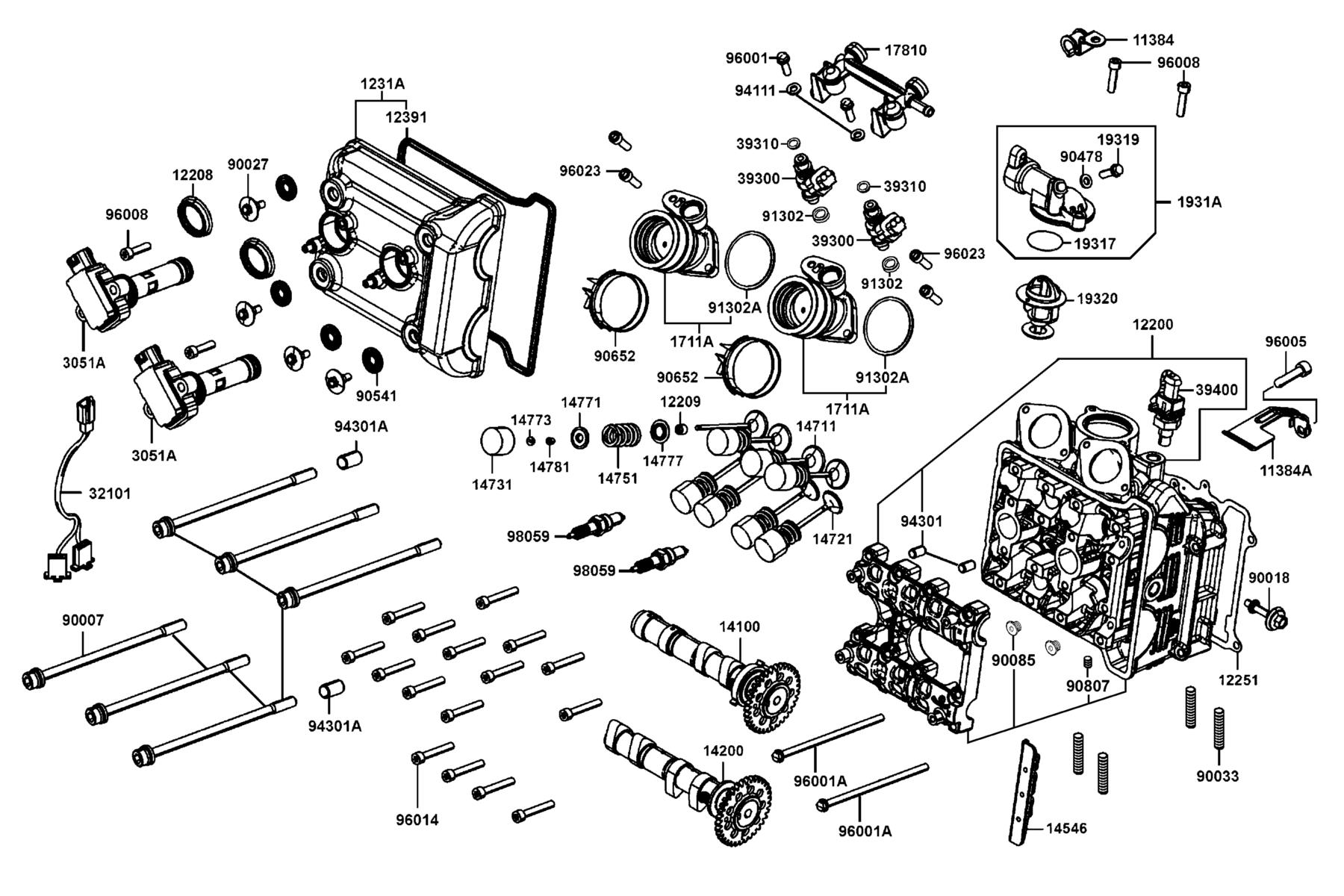 AK550 Cylinder Head Cover ● Cylinder Head parts diagram