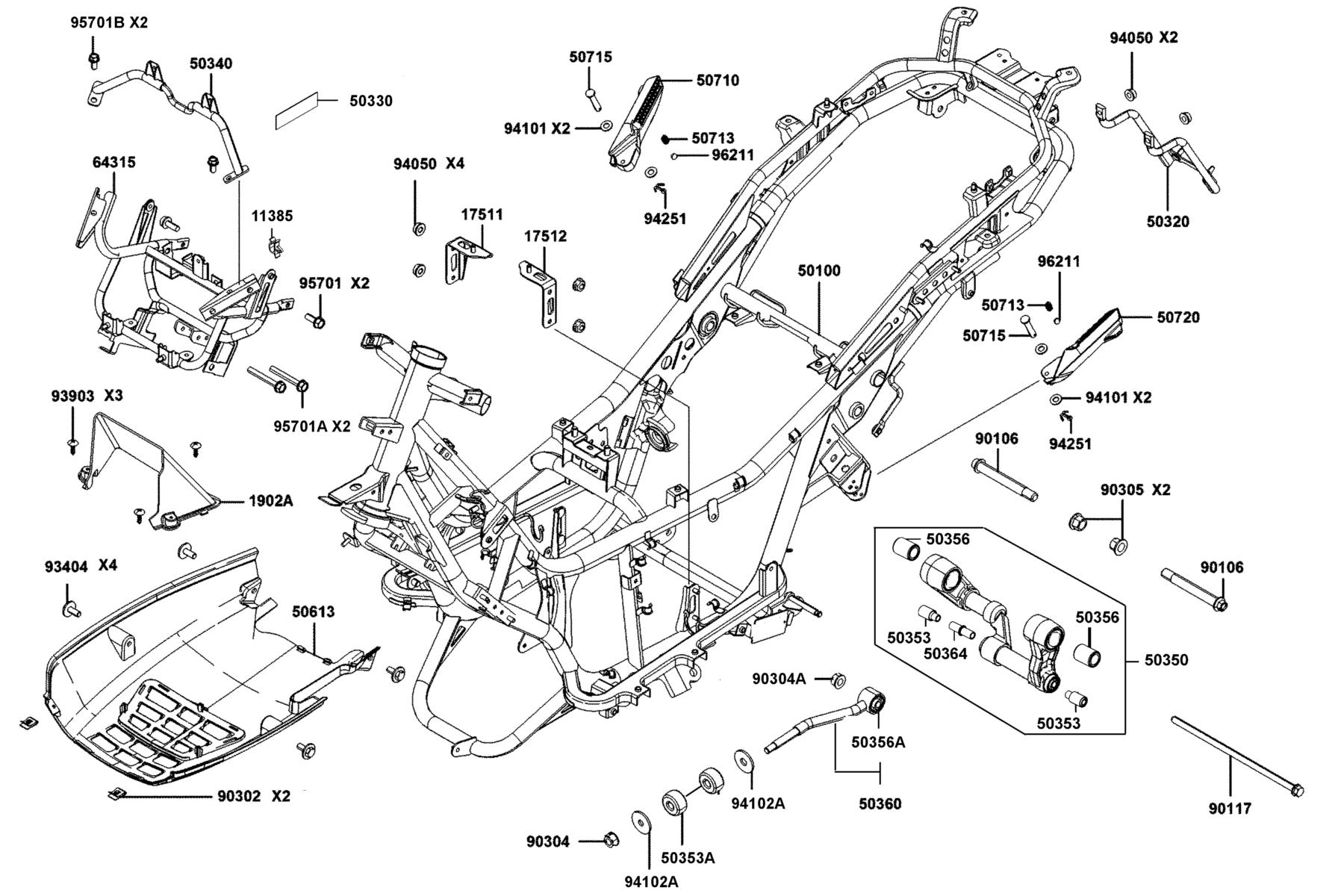 DOWNTOWN GT 125 Frame Body parts diagram