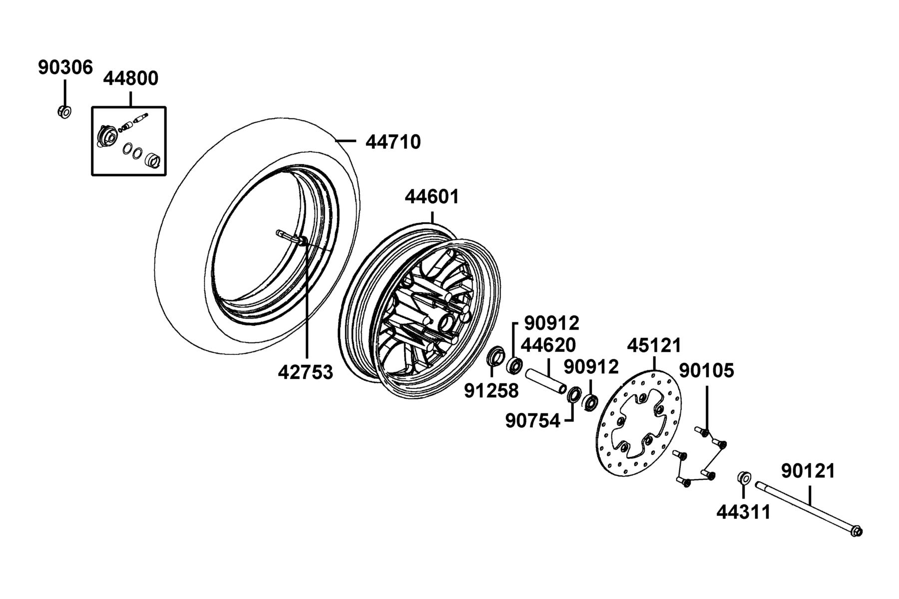 LIKE 200(2010~) Front Wheel parts diagram