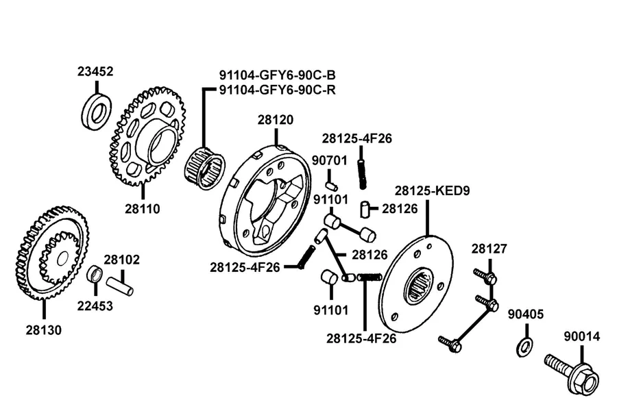 E07 Starting Clutch Outer parts diagram