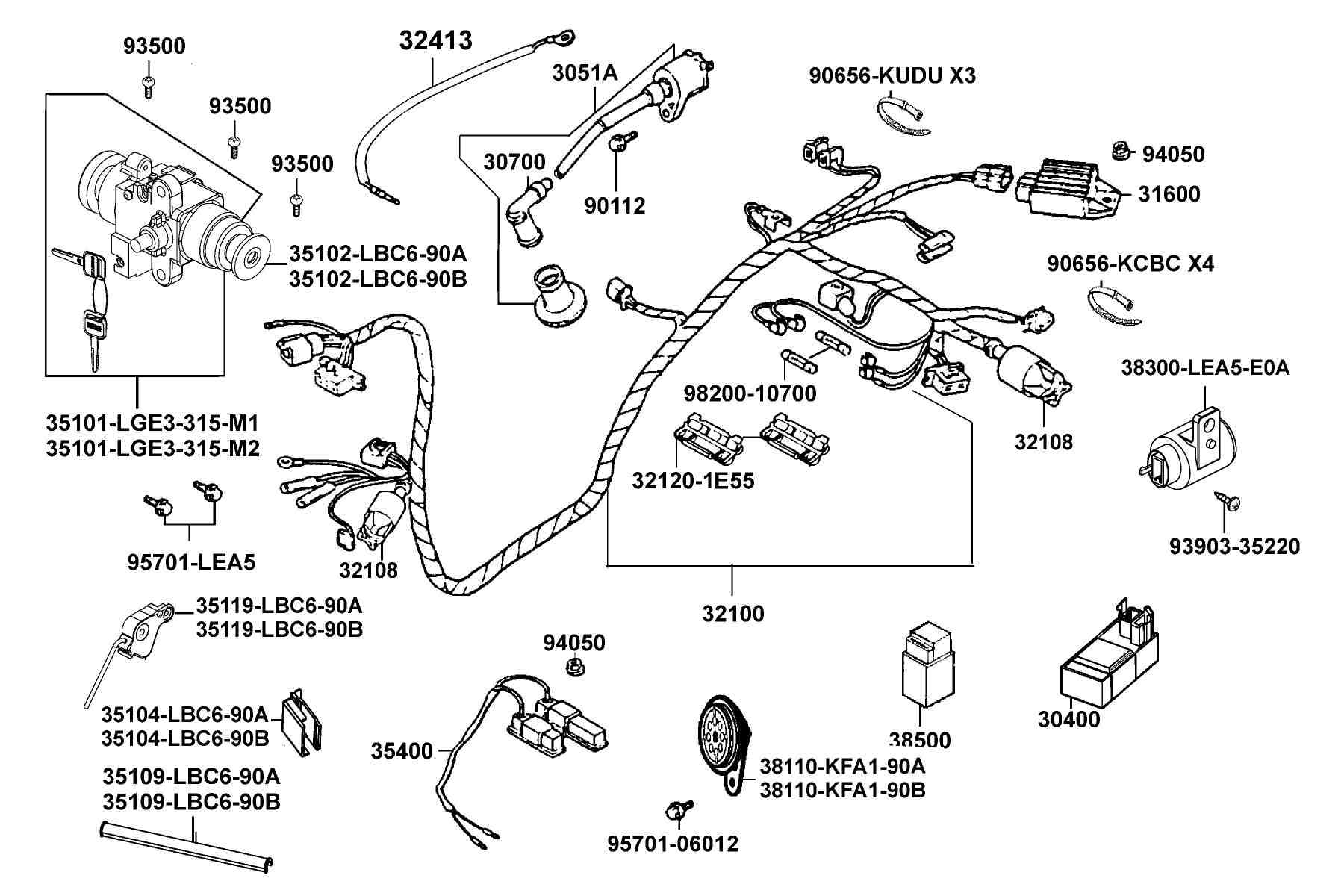 KYMCO Sento 50 (2009-2012) Wire Harness parts diagram