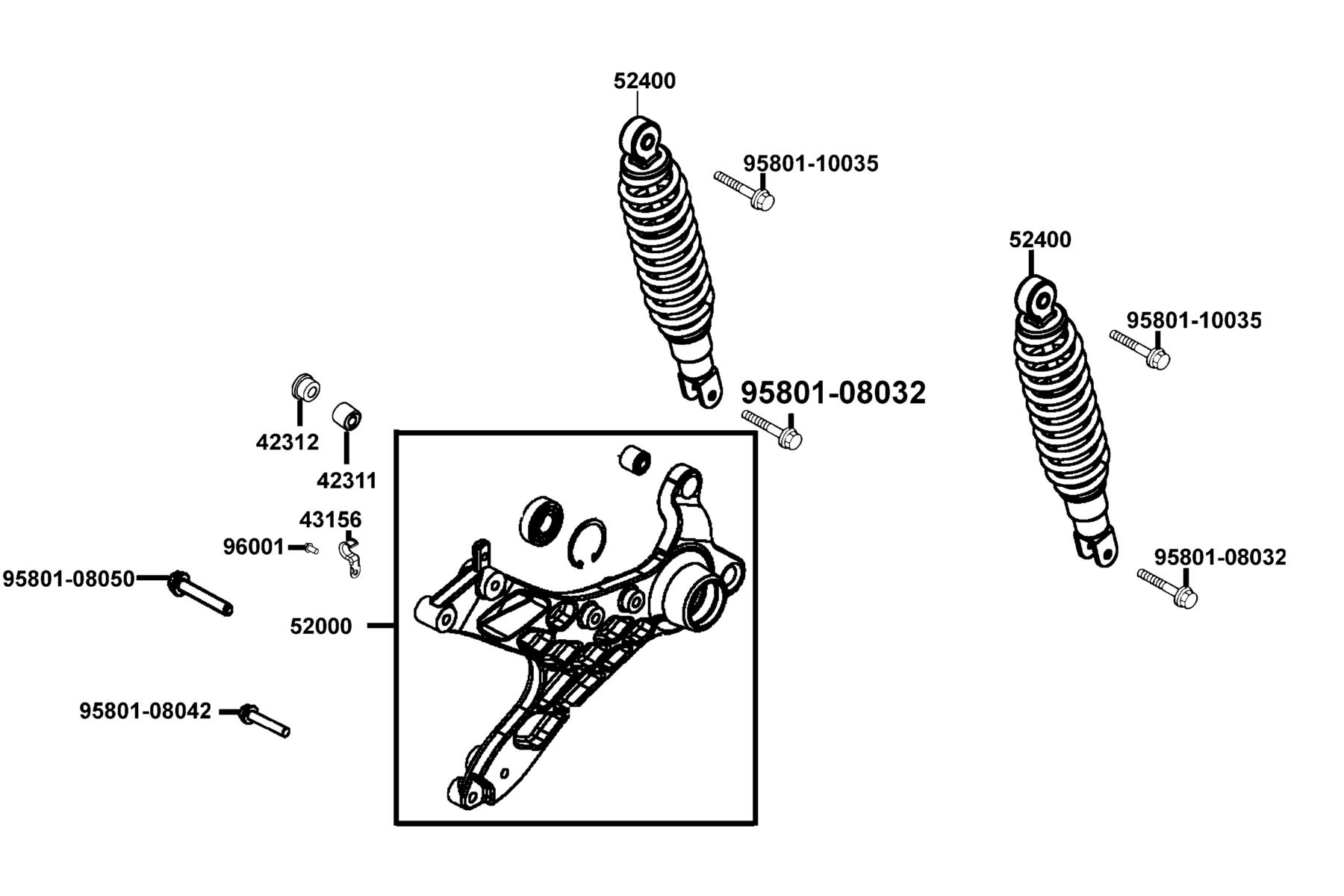 LIKE 200(2010~) Rear Cushion parts diagram