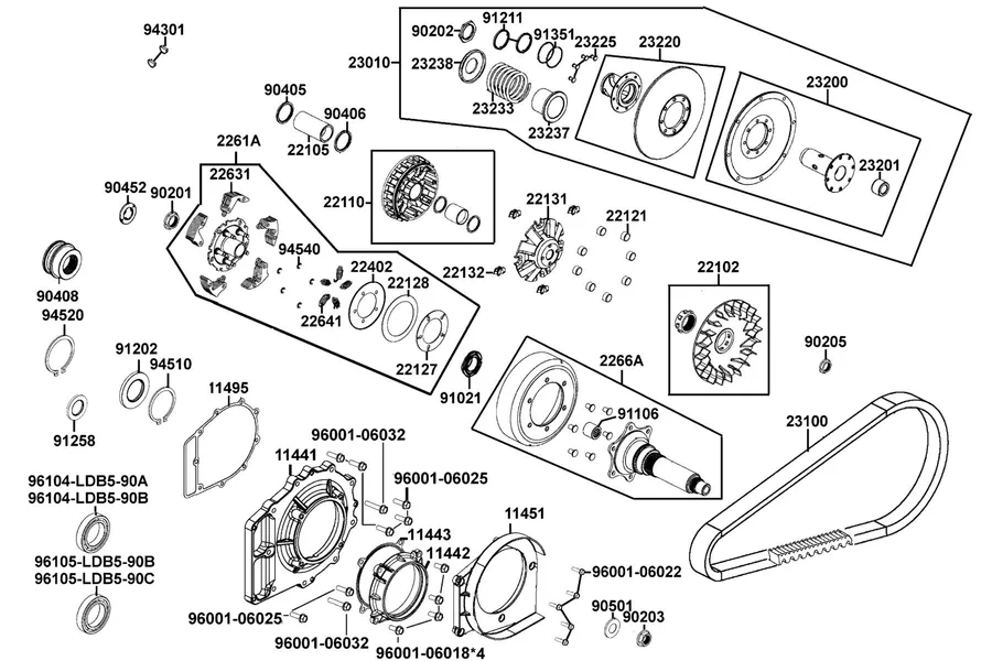 E05 Drive Pulley parts diagram