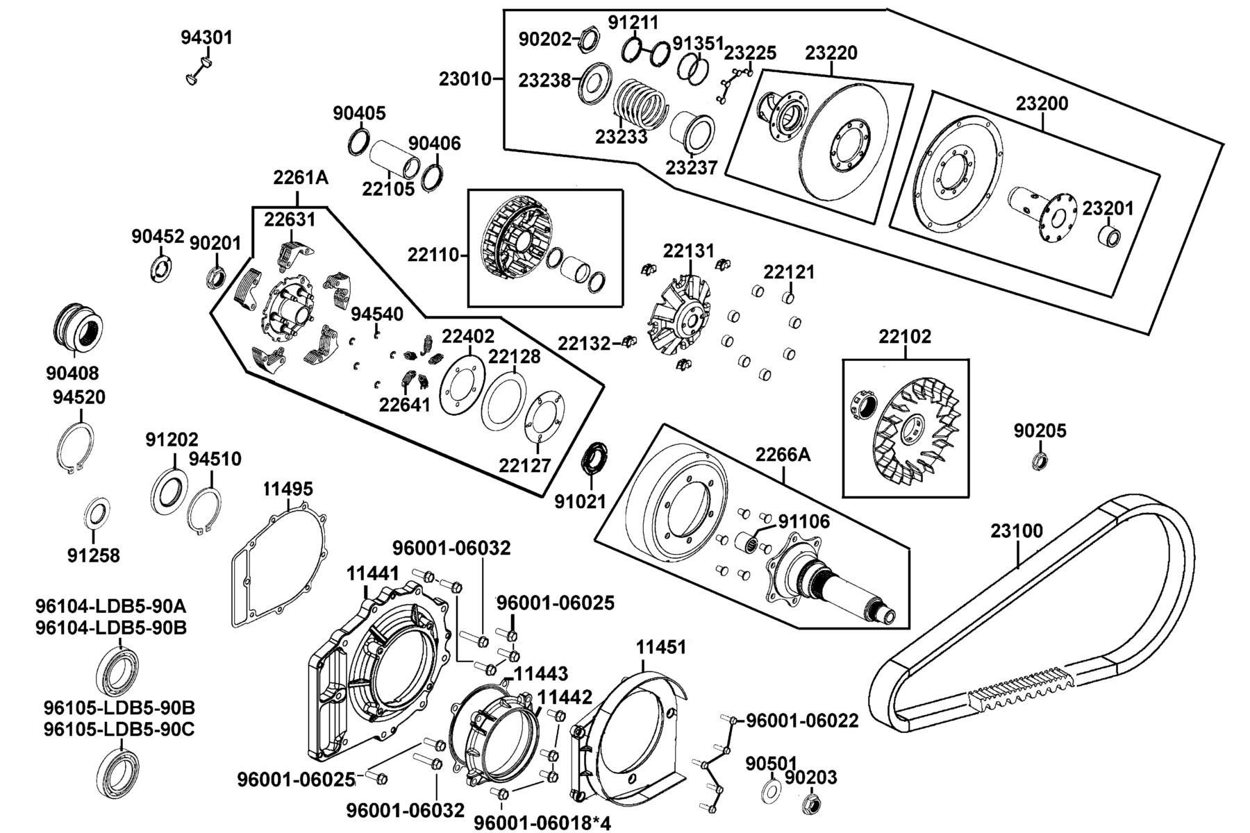 KYMCO MXU 500 Drive Pulley parts diagram