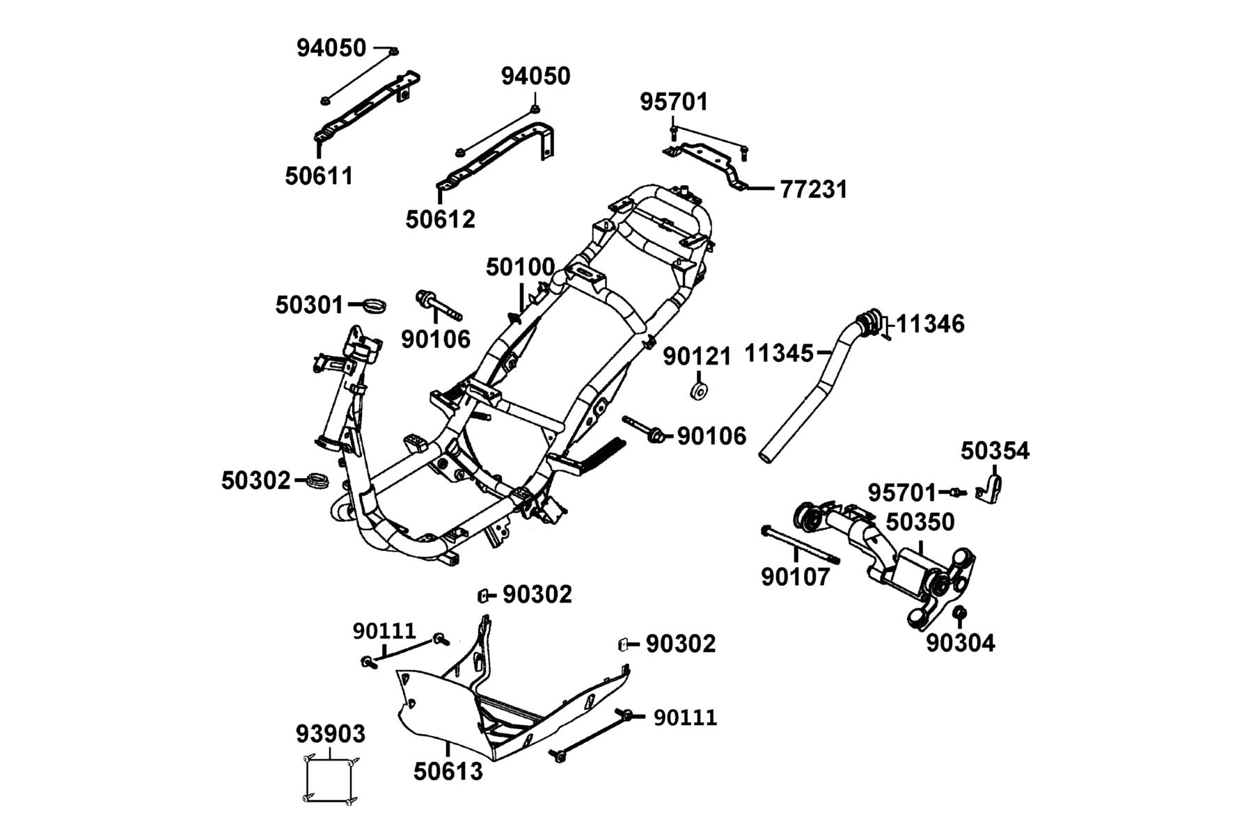 AGILITY 125(2021) Frame Body parts diagram
