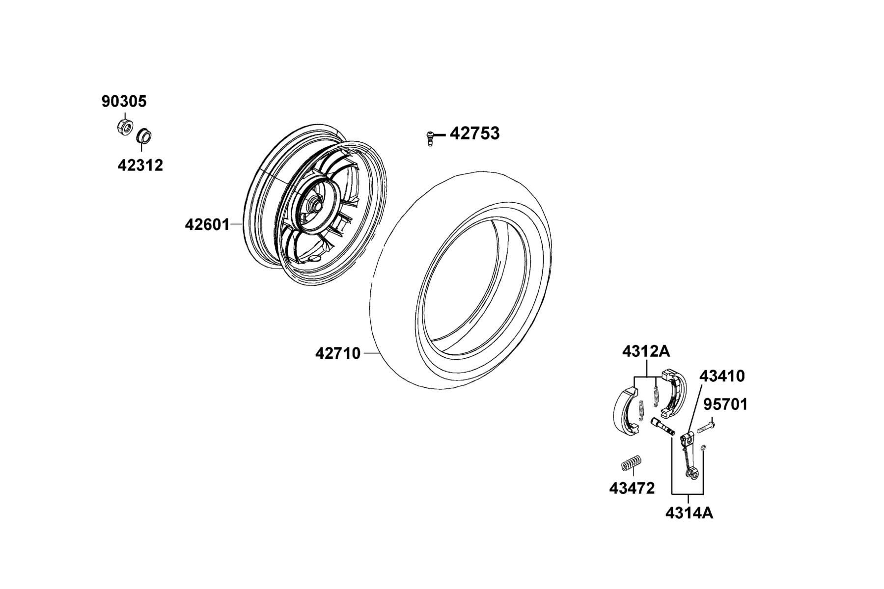 LIKE(2)50(2019~) Rear Wheel parts diagram