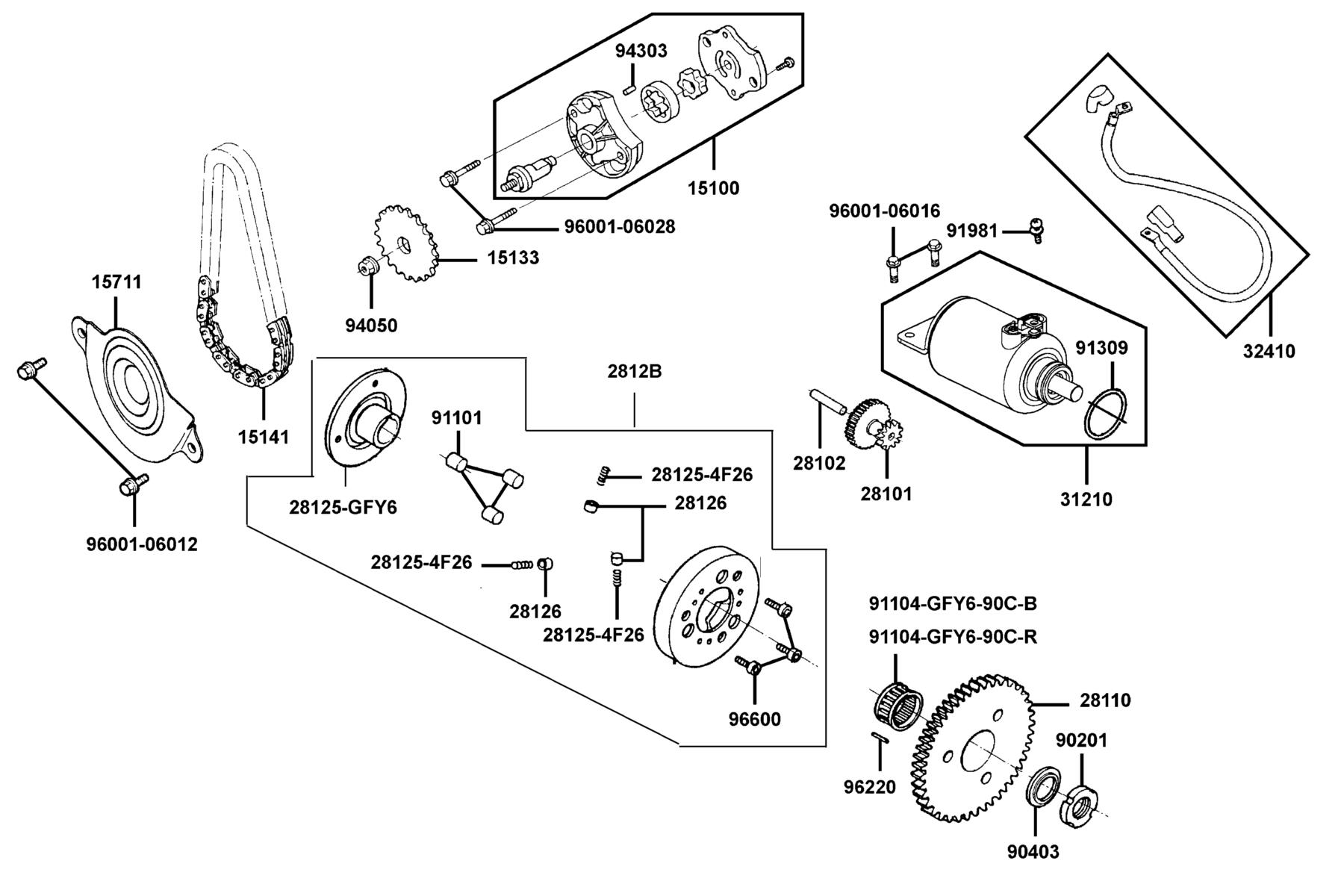 MXU 150X 2025MY EPA Starting Motor parts diagram