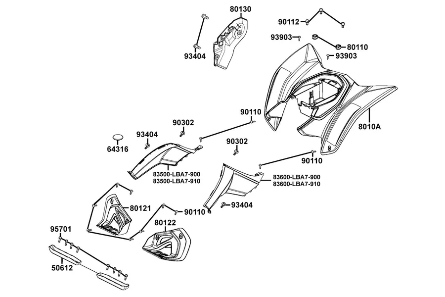 F12 Fender Rear parts diagram