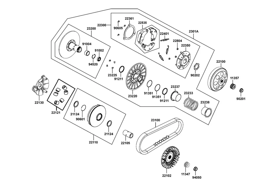 E06 Drive Pulley parts diagram