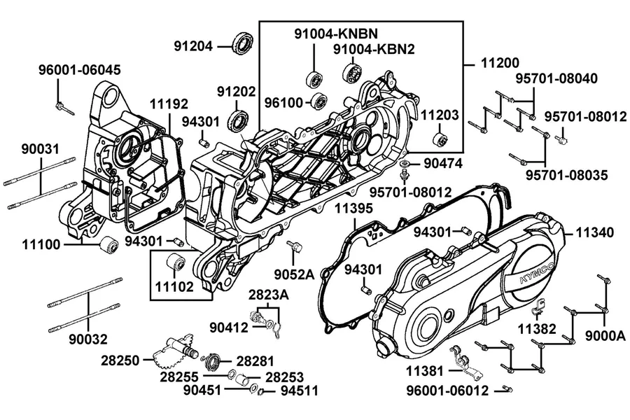 E01 Crank Case parts diagram