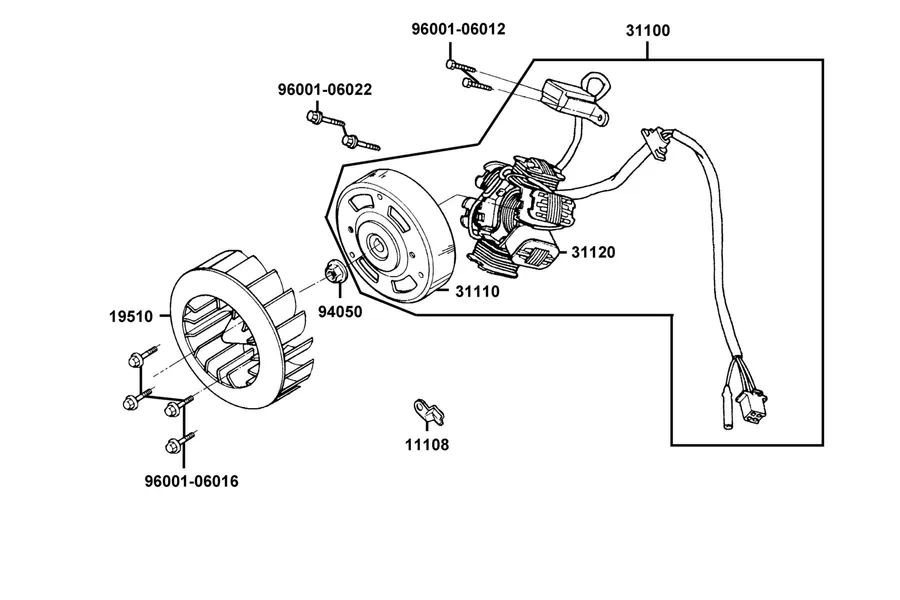 E03 Fan Cover and Generator parts diagram