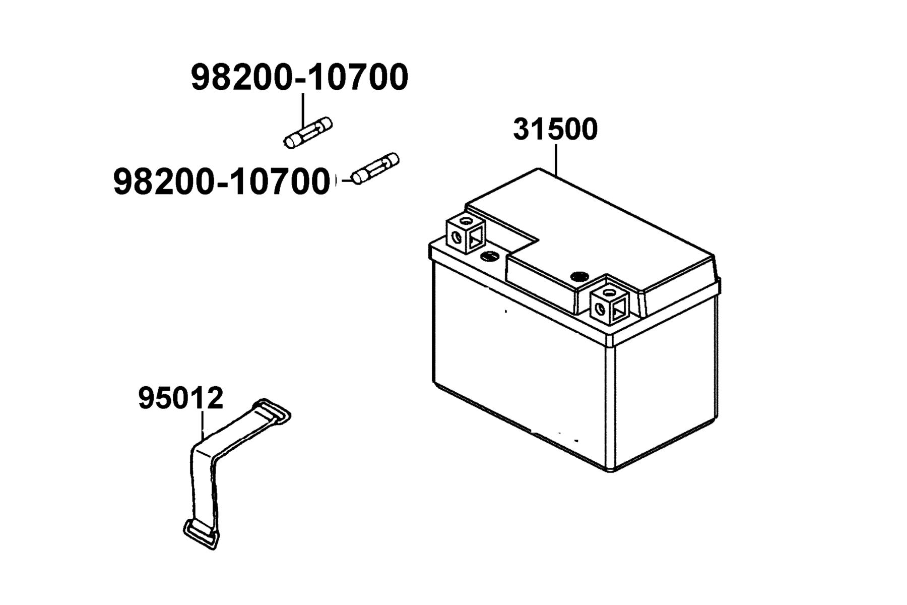 KYMCO SUPER 8-50 (2011+) Battery parts diagram