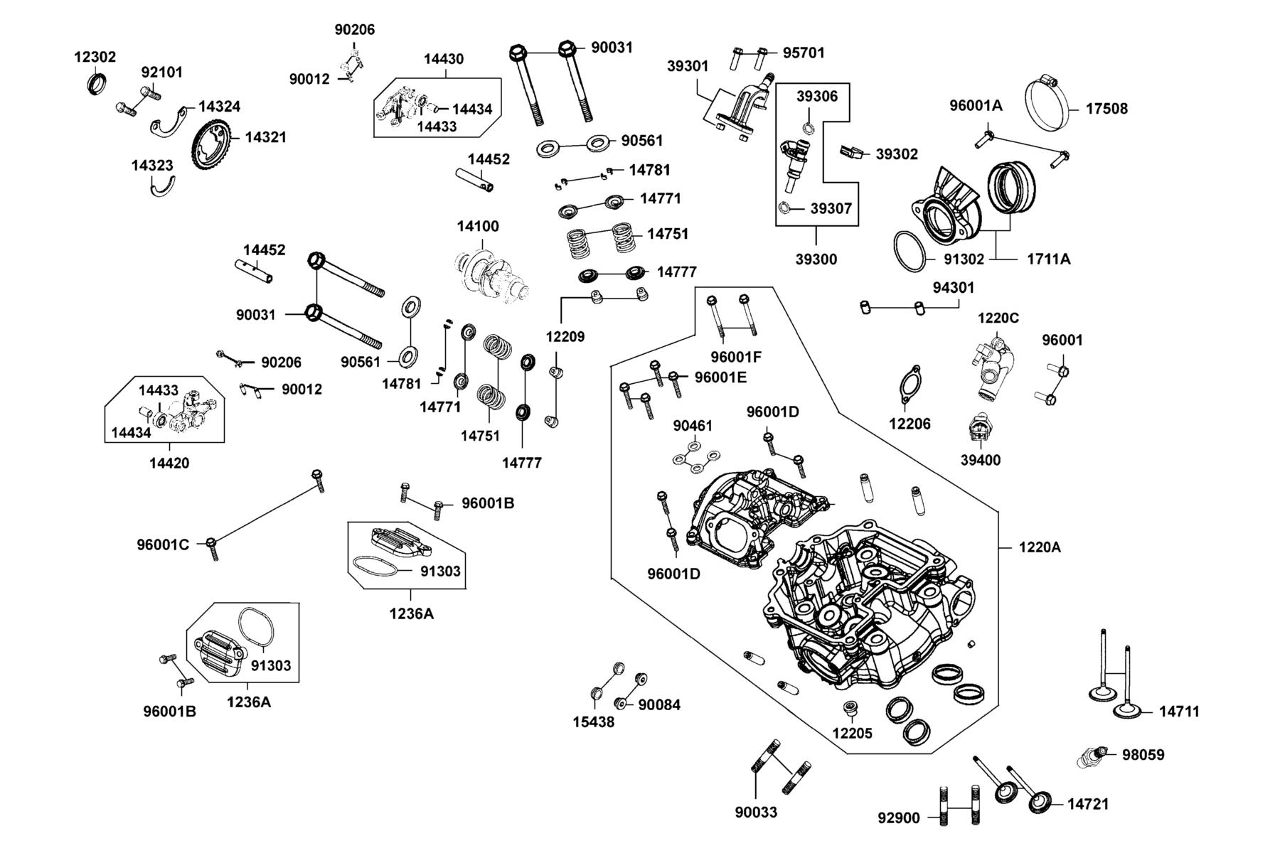 KYMCO MAXXER 450i (2011) Cylinder Head Cover and Cylinder Head parts diagram