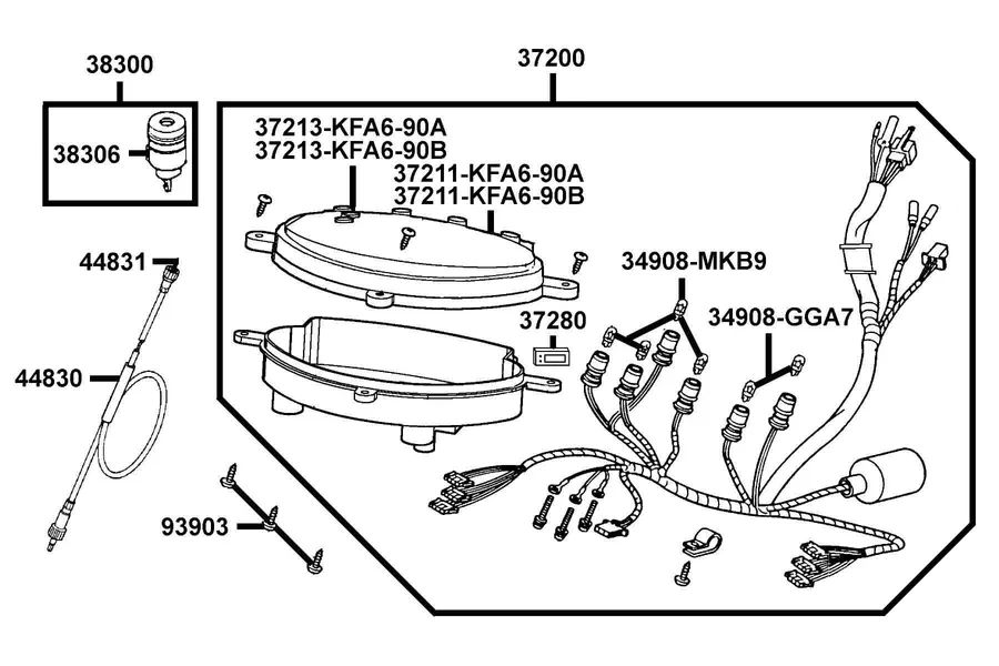 F02 Speedometer parts diagram