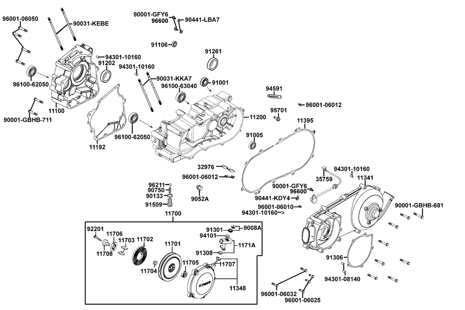 MXU 270 Crank Case parts diagram