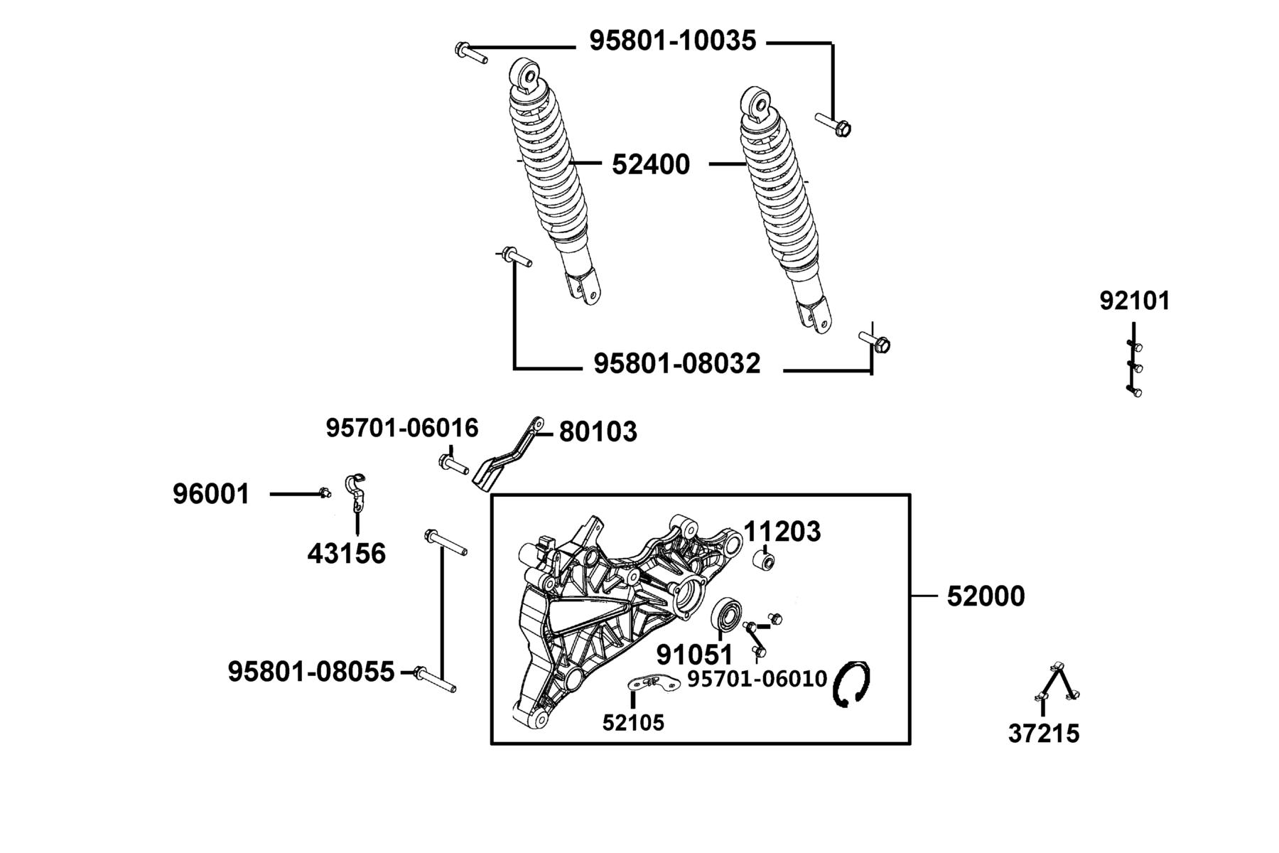 Like 150i ABS(2022) Rear Cushion parts diagram