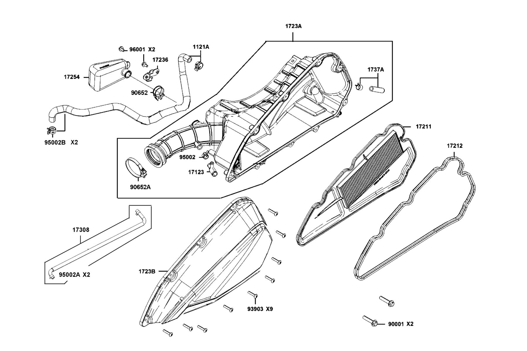 DOWNTOWN GT 350 Air Cleaner parts diagram