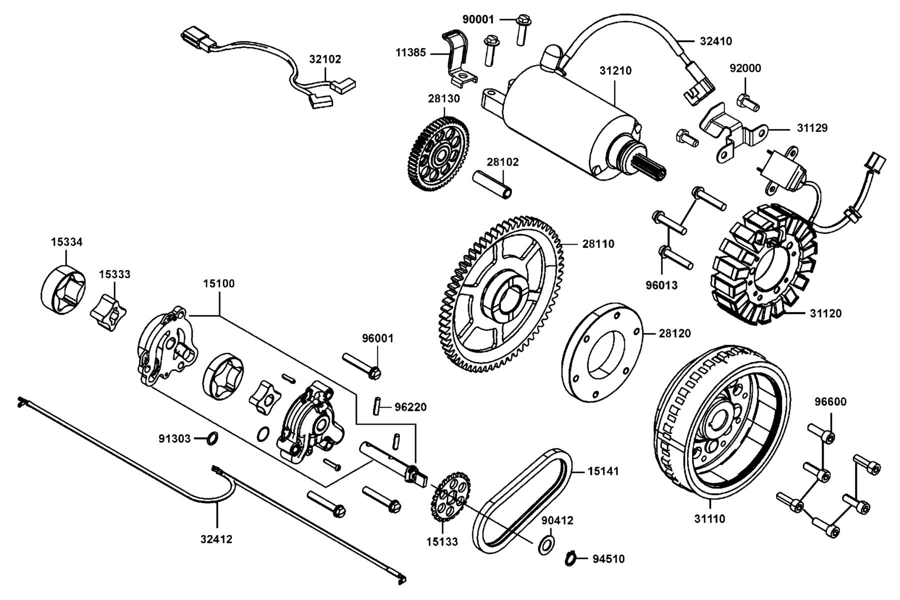 AK550 ST Starting Motor●Generator parts diagram