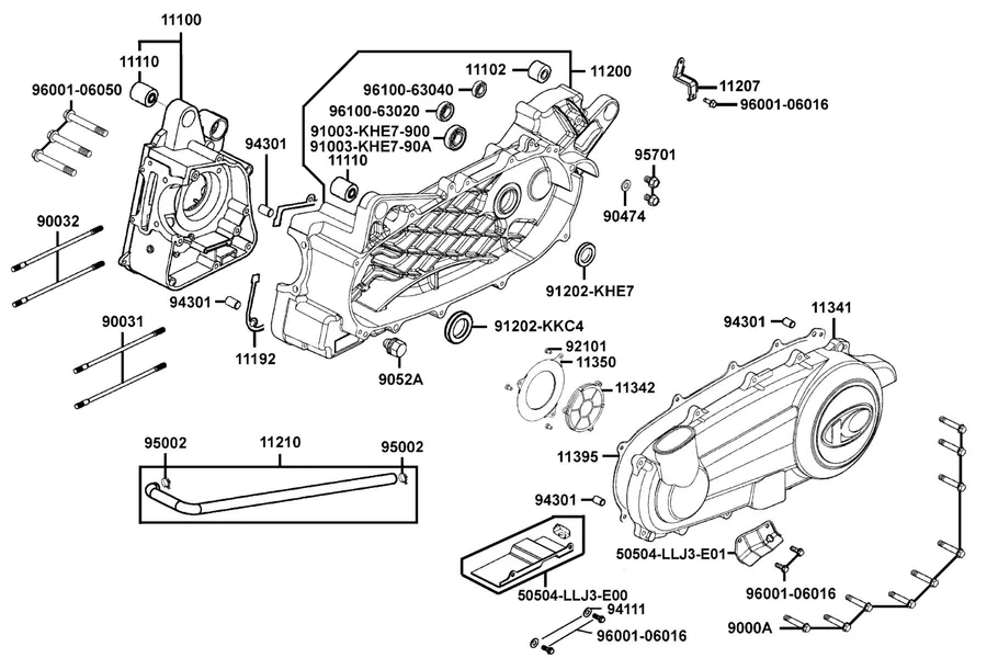 E01 Crank Case parts diagram