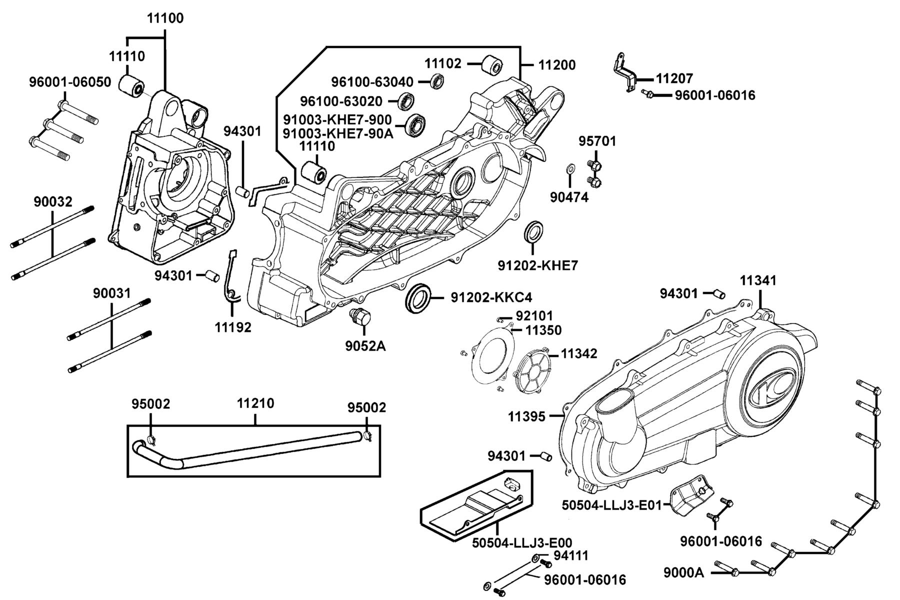 KYMCO People 250 (2004-2007) Crank Case parts diagram