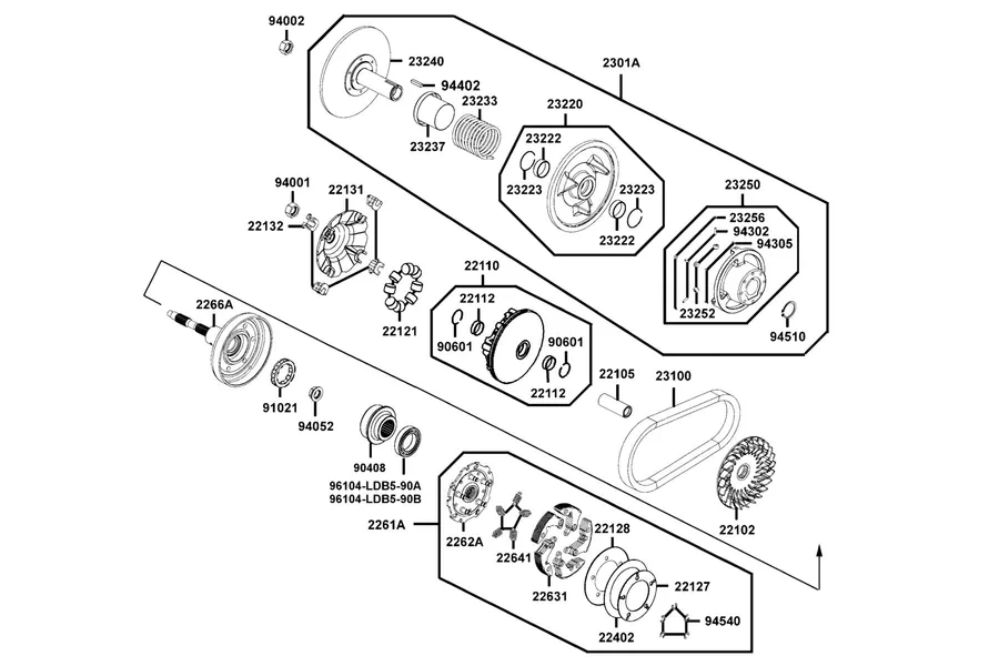 E06 Drive Pulley parts diagram