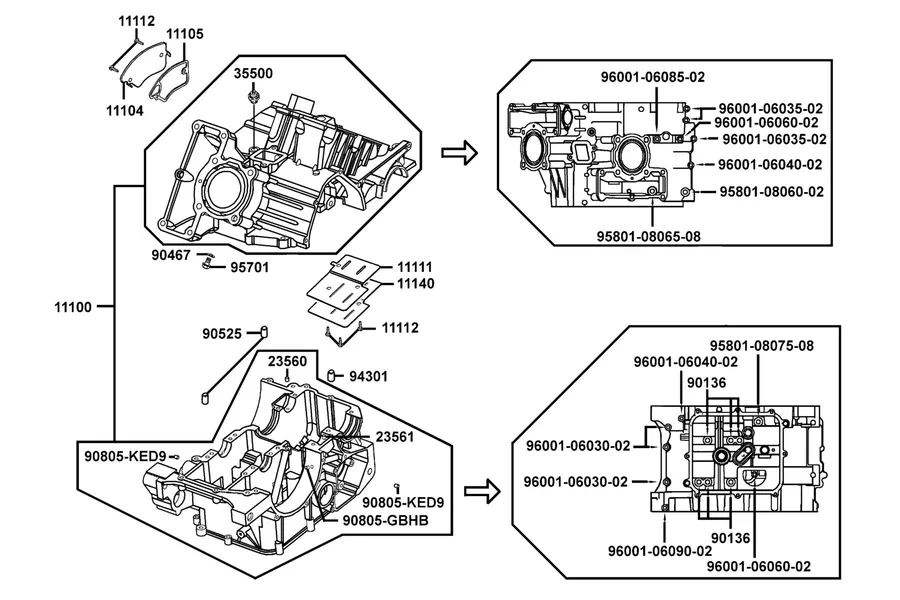 E12 Crank Case parts diagram