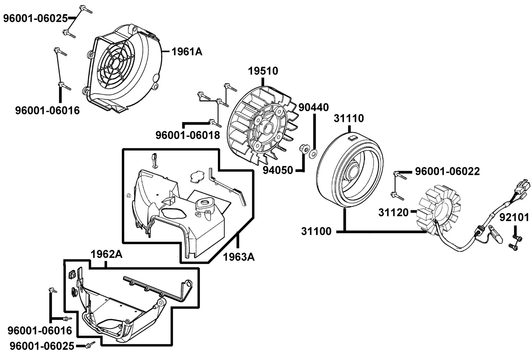 KYMCO NEW SUPER8 150 (2013+) Fan Cover and Generator parts diagram