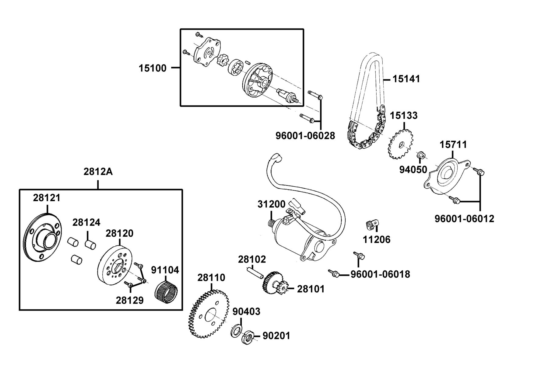Like 150i ABS (2023) Starting Motor ● Oil Pump parts diagram