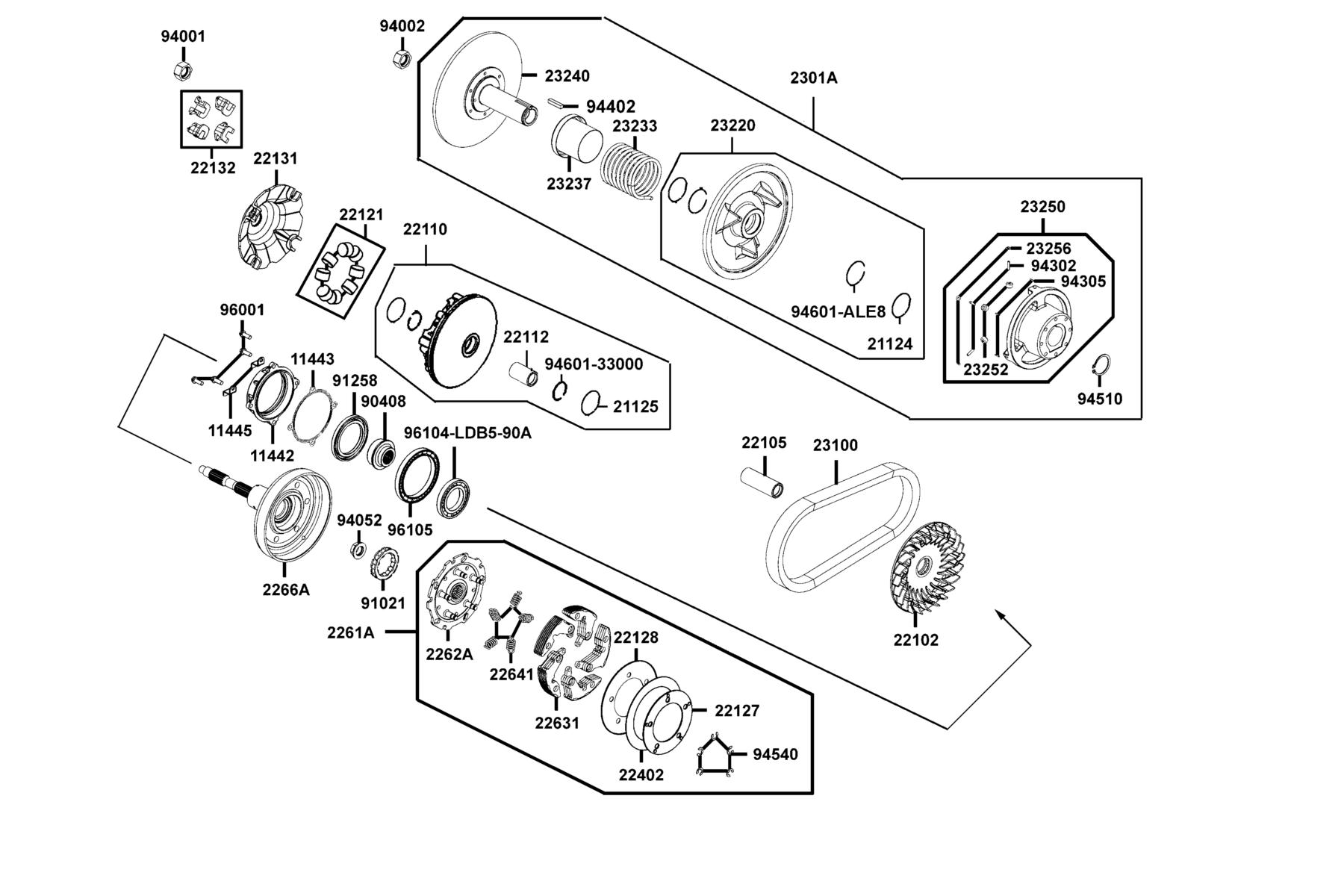 UXV 450i (2022MY) Drive Pulley parts diagram