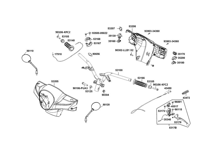 F03 Handle Steering/Handle Cover parts diagram