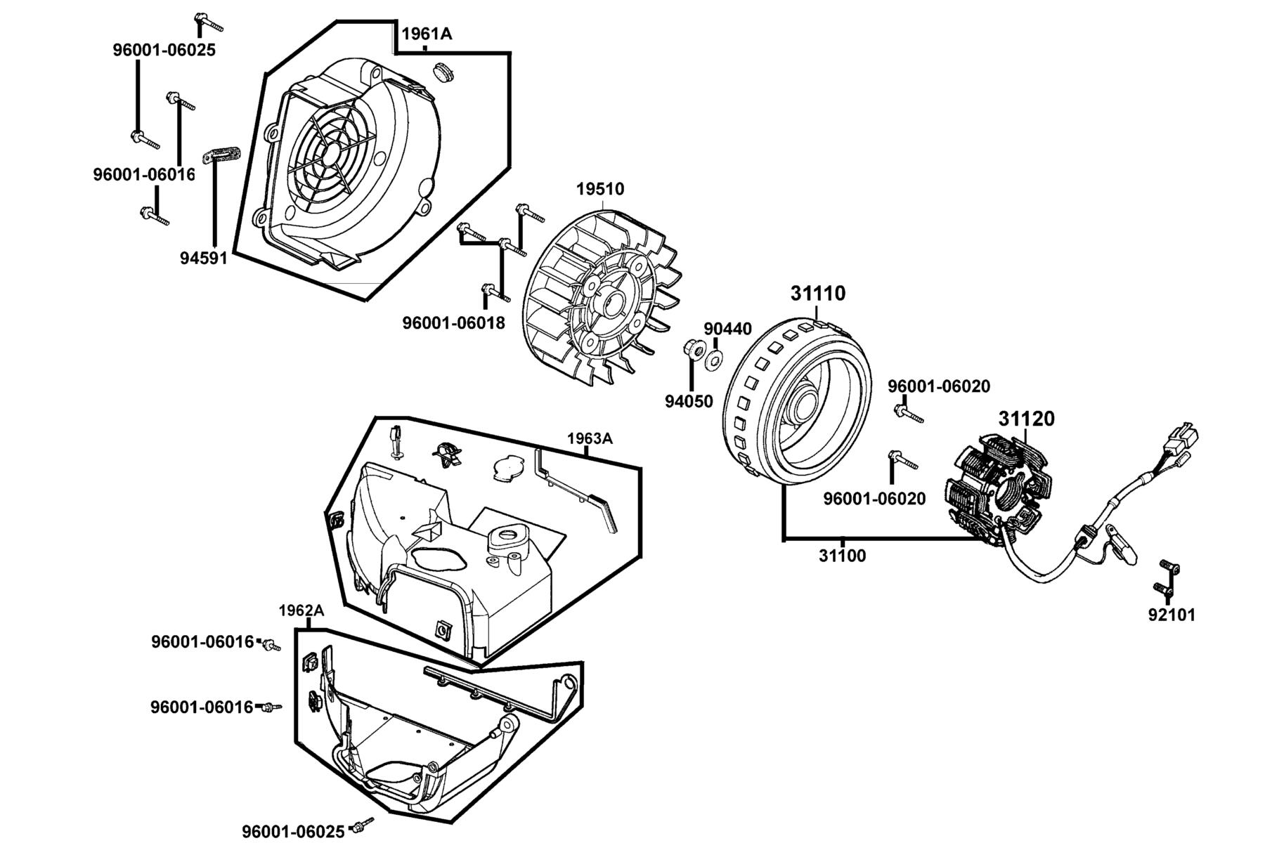 LIKE 200(2010~) Fan Cover ● Generator parts diagram