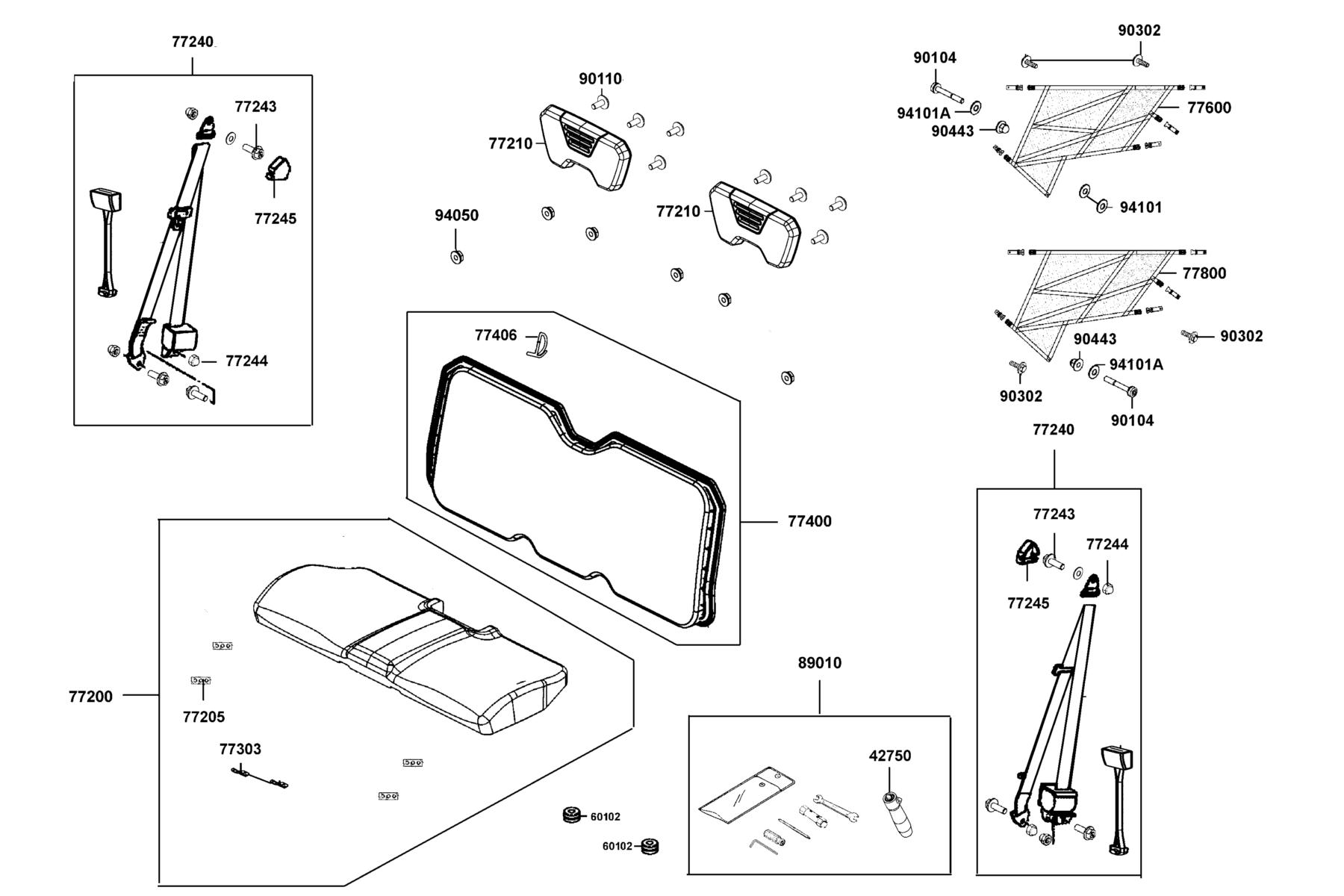 UXV(2022) Seat Assy parts diagram