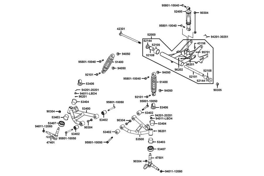 F14 Rear Cushion and Fork Rr parts diagram